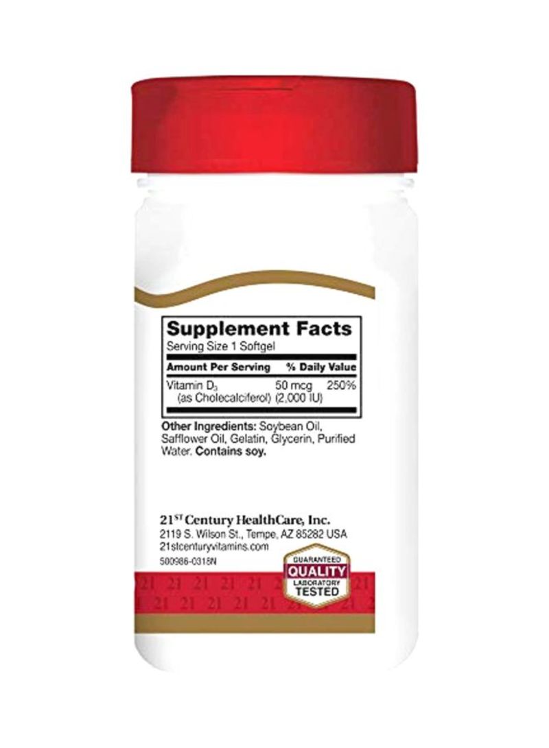 21st Century D3 Bone Supplement 2000IU - 250 Rapid Release Softgels - Image 2